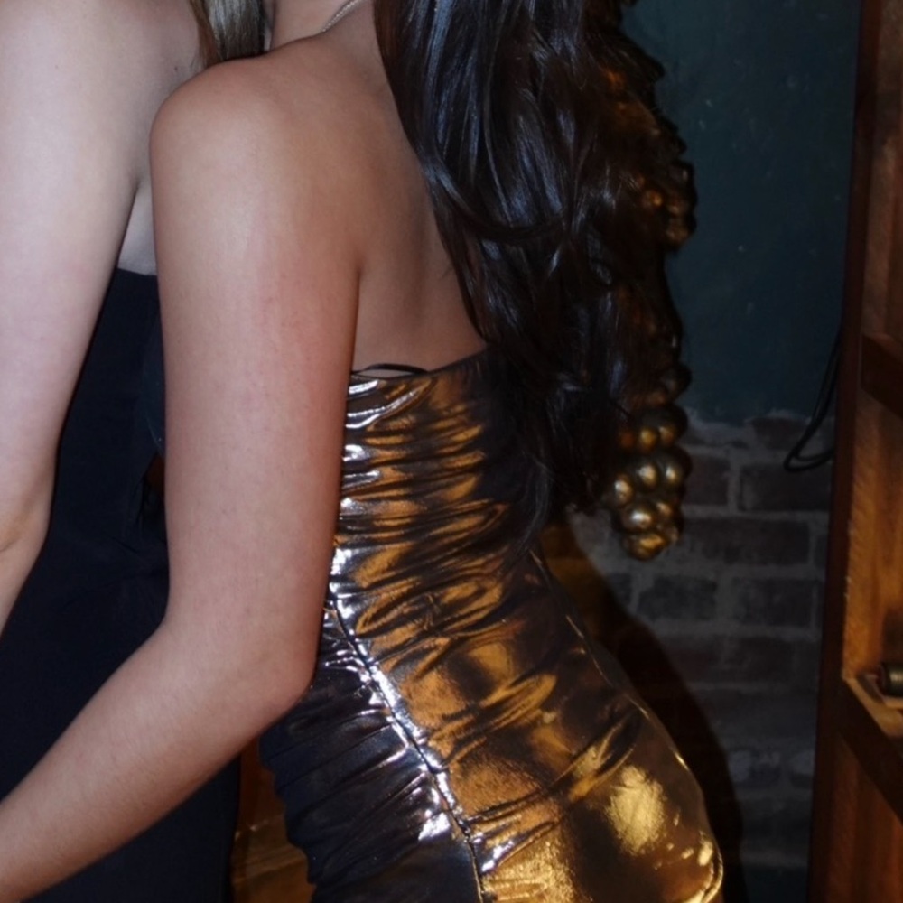 Nordstrom Shimmering Gold and Black Mini Dress